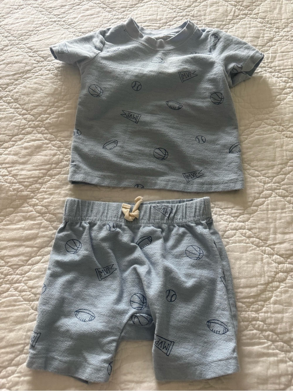 NWOT Carter's Light Blue Sports Print Toddler Tee and Shorts Set